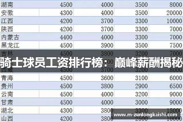 骑士球员工资排行榜：巅峰薪酬揭秘